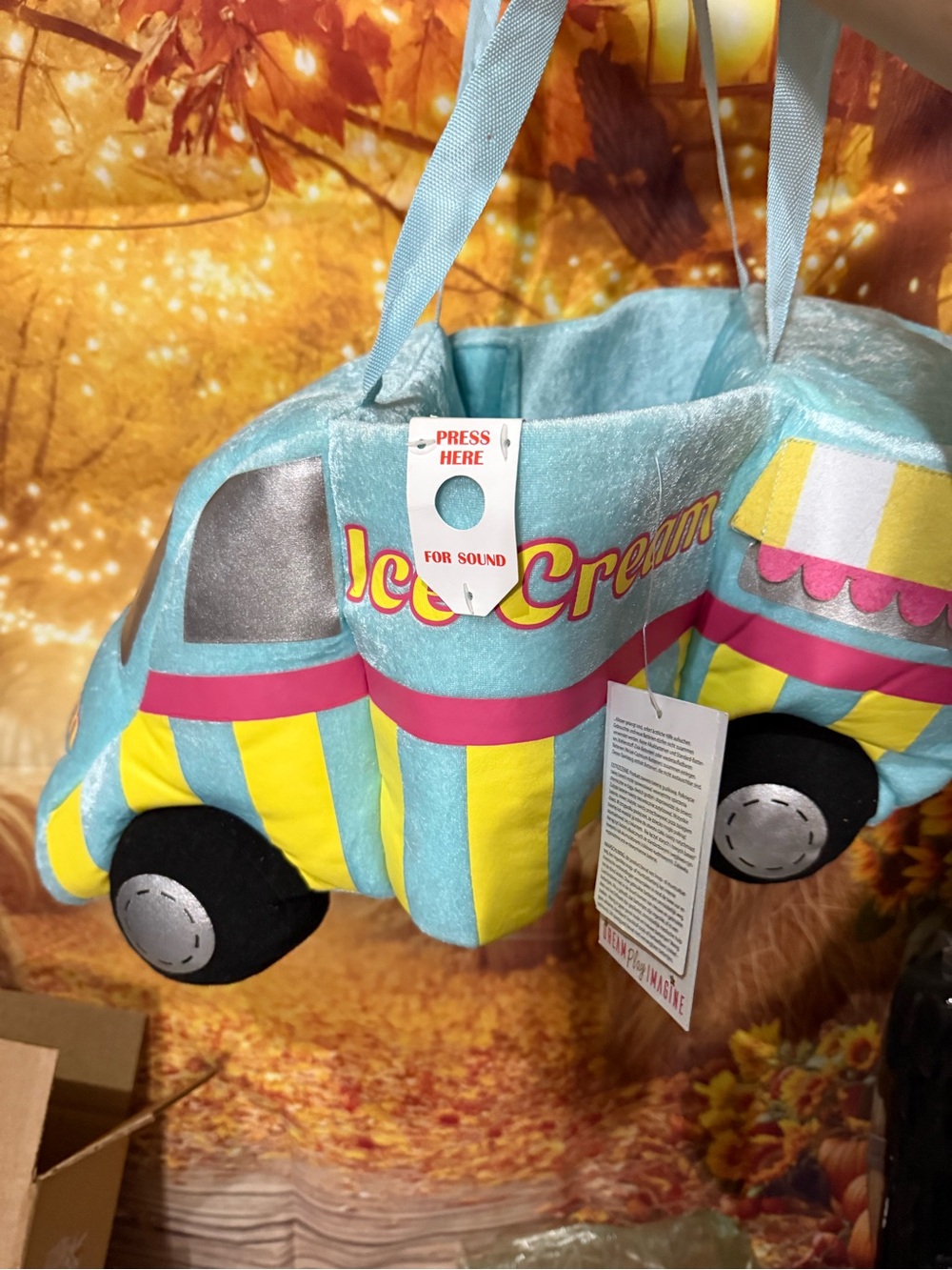 Ice Cream Truck Plush costume Bag - Kids Toy (Blue & Yellow)